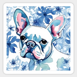 Blue Frenchie, watercolor portrait of French Bulldog Sticker